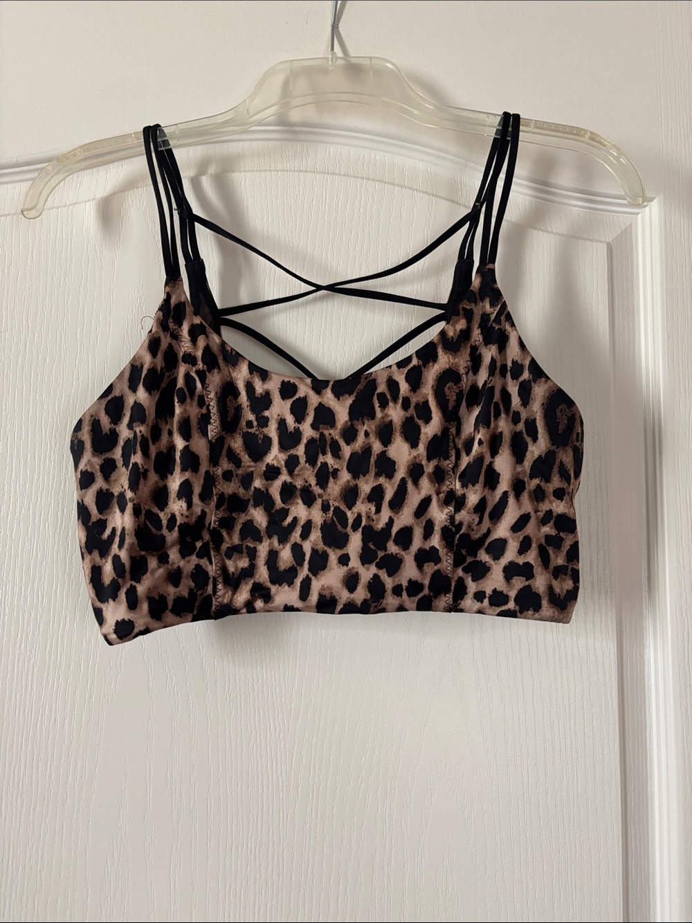 Victoria's Secret Leopard Print Strappy Crop Top - Brown/Black
